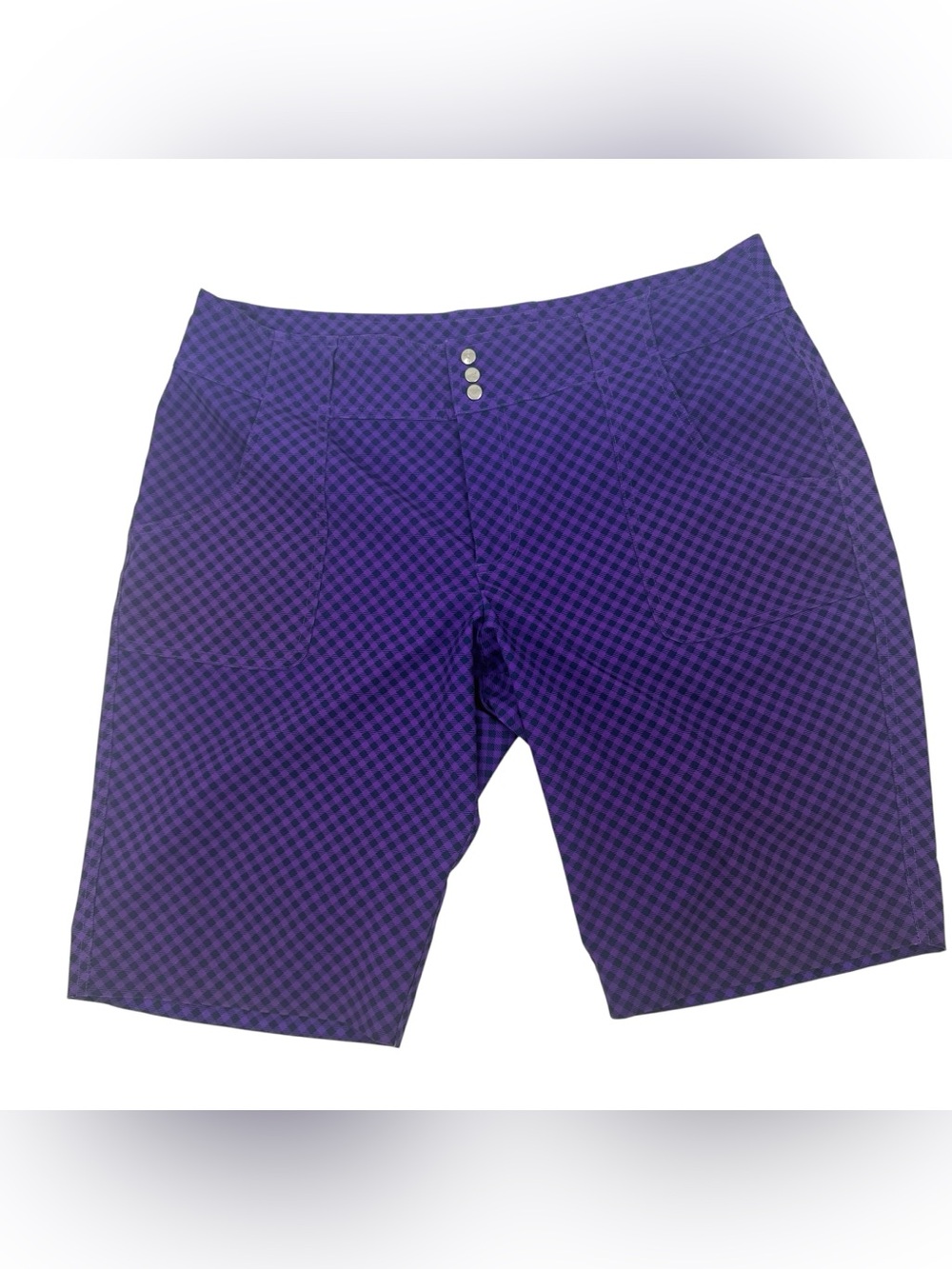 JOFIT Women’s Size 14 Belted Purple Checked Bermuda Shorts